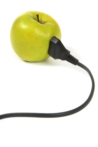 Electrical apple with electrical cord — Stock Photo, Image