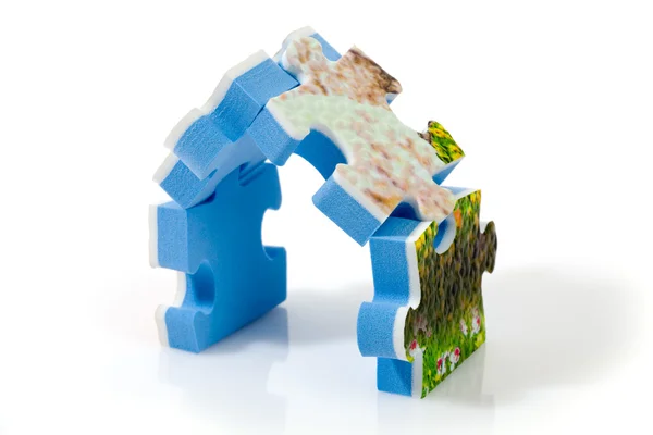 3D puzzle blu — Foto Stock