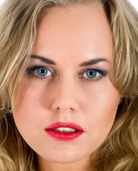 Porträtt av blondin med blå ögon Stockbild