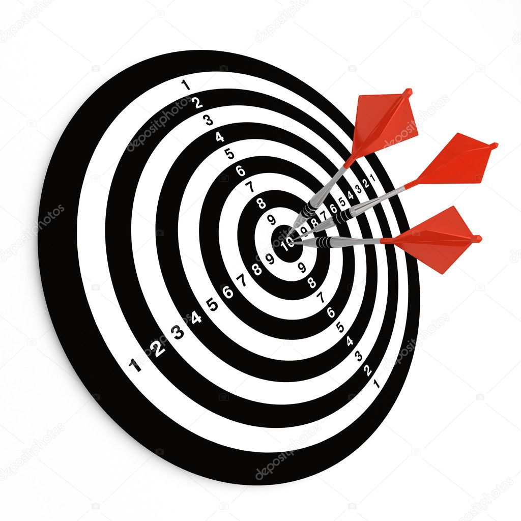 Three darts on bullseye