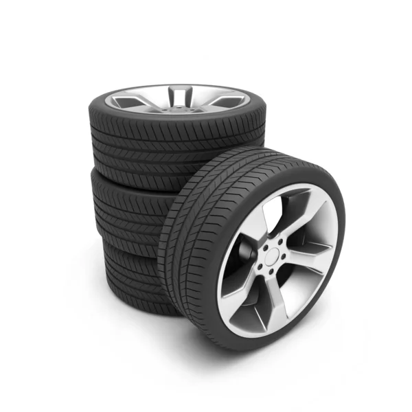 Aluminium wielen met banden — Stockfoto