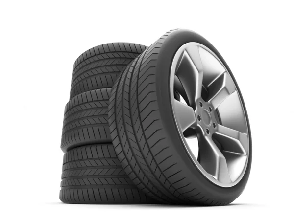 Rodas de alumínio com pneus — Fotografia de Stock