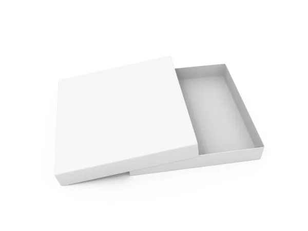 Caixa de pizza de papelão aberta em branco — Fotografia de Stock