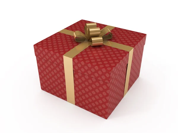 Подарочная коробка с золотой лентой — стоковое фото