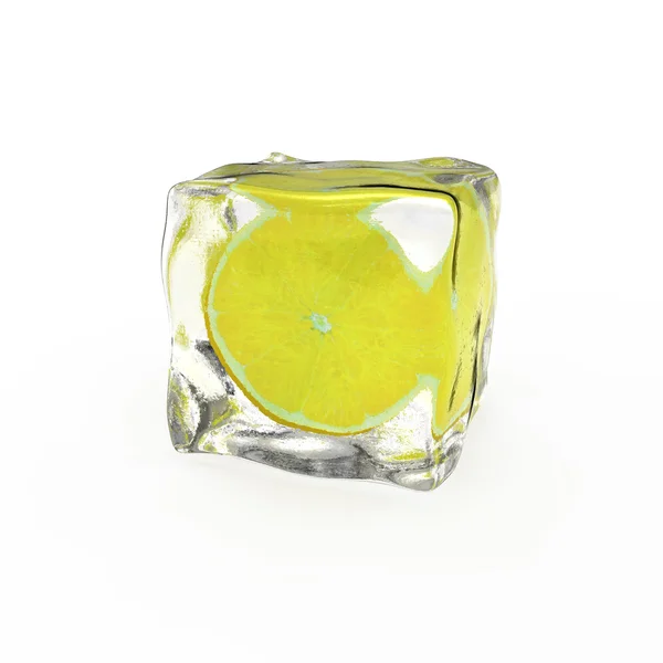 Cubo de gelo com limão — Fotografia de Stock