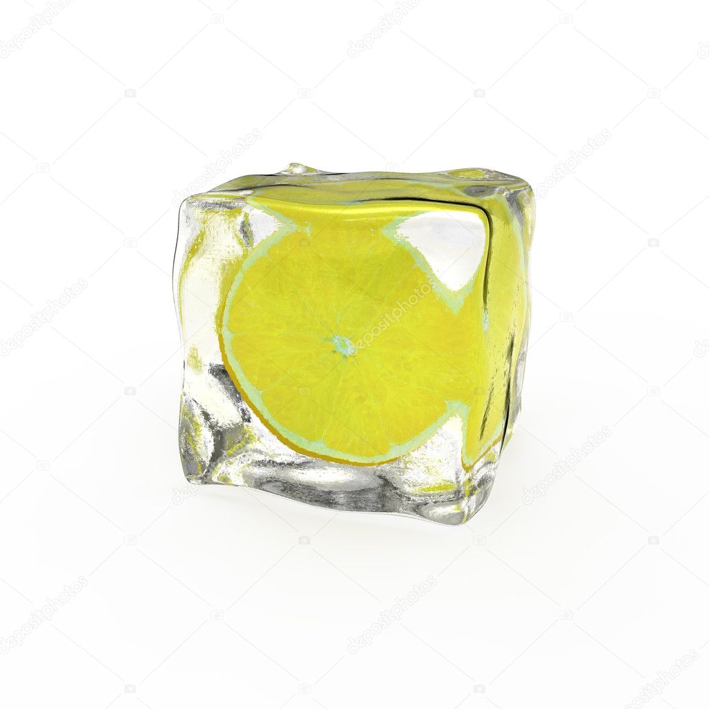 Ice cube with lemon