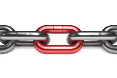 Iron chain with red link clipart