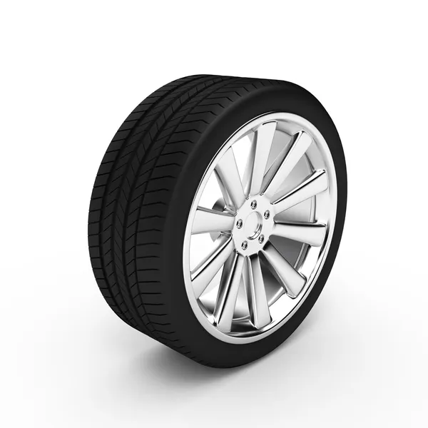 Aluminum wheel with tires — Stock Photo, Image