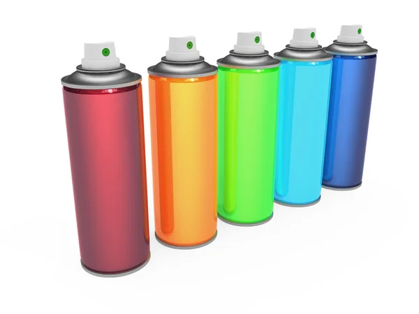 Colorful spray cans — Stock Photo, Image
