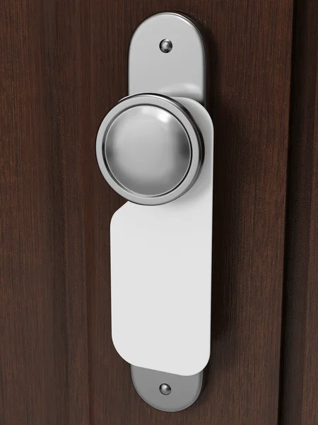 Door knob with blank label — Stock Photo, Image