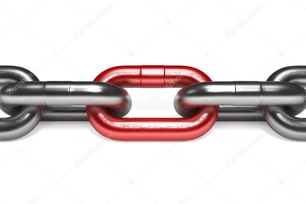 Iron chain with red link
