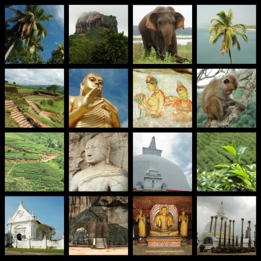 Sri lanka collage with landmark photos clipart