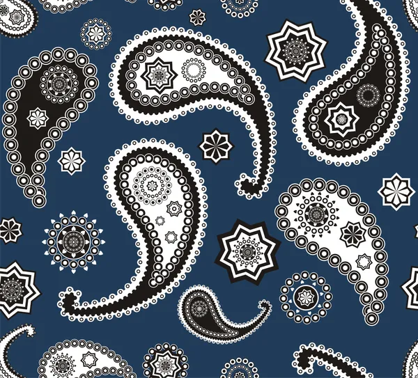 Modèle vectoriel bleu paisley islamique — Image vectorielle