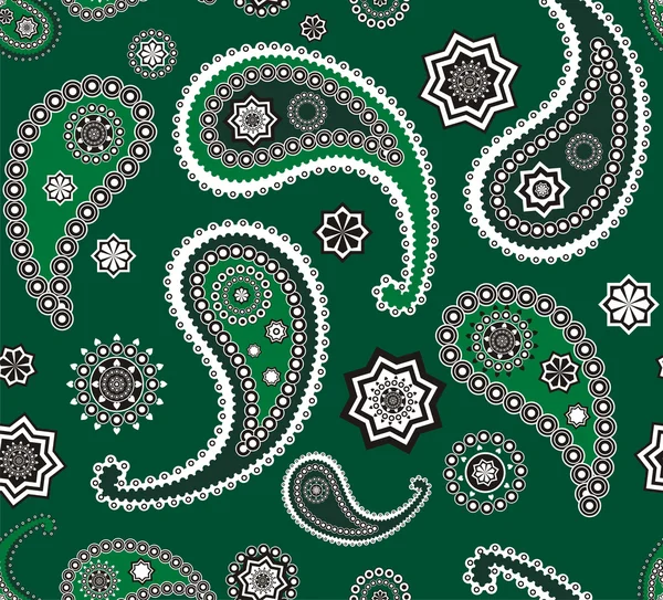 Islamic paisley green vector pattern — Stock Vector