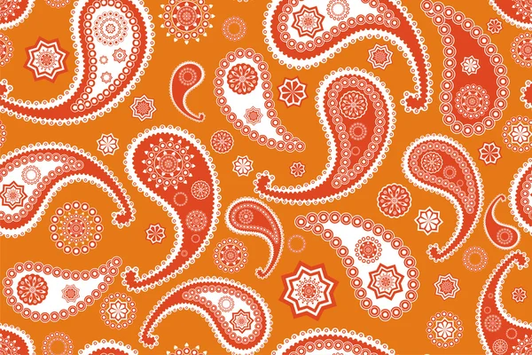 橙色的伊斯兰佩斯利矢量纹理 — 图库矢量图片