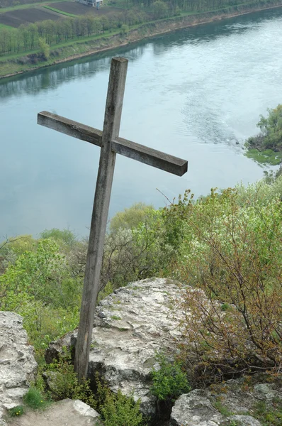 Velha cruz ortodoxa moldavo de madeira, Moldávia — Fotografia de Stock