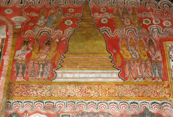 Fresque au complexe du temple de la grotte de Dambulla, Sri Lanka Monde de l'Unesco il — Photo
