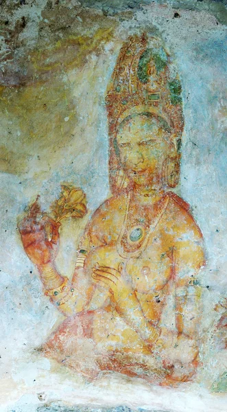 Nástěnné malby v Sígiriji skalní klášter, Srí lanka — Stock fotografie