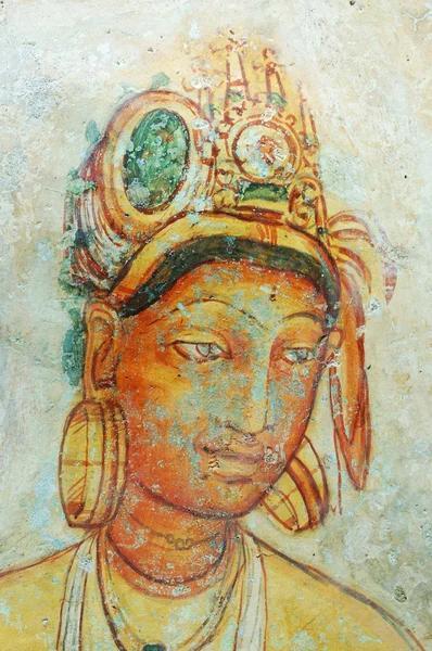 Muurschildering in burcht op sigiriya rots klooster, sri lanka — Stockfoto