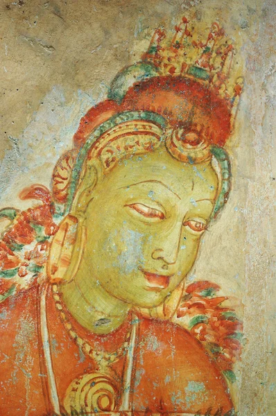 Wall painting in Sigiriya rock monastery, Sri Lanka — Stock Photo, Image