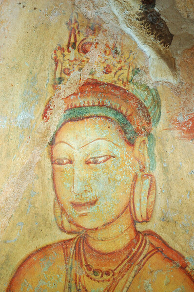 Wall painting at Sigiriya rock monastery, Sri Lanka