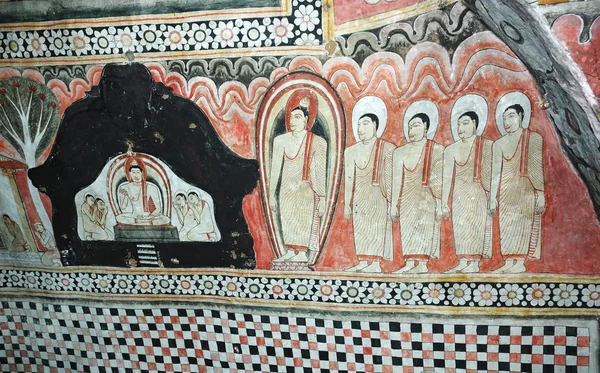 Affresco presso il complesso templare grotta Dambulla, Sri Lanka — Foto Stock