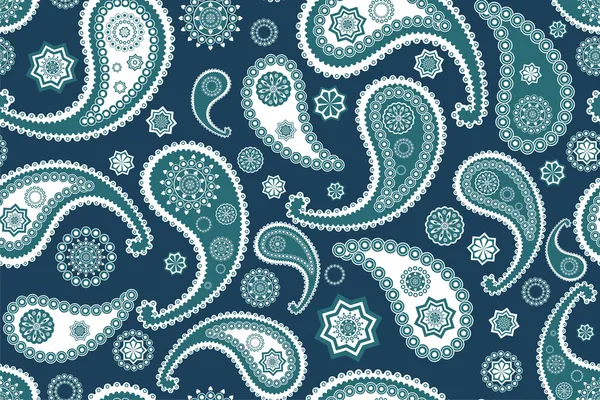 Modèle vectoriel paisley bleu indien sans couture rétro — Image vectorielle