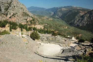 Ruins of ancient amphitheater in Delphi,Greece clipart