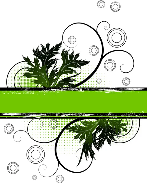 Green floral banner — Stock Vector