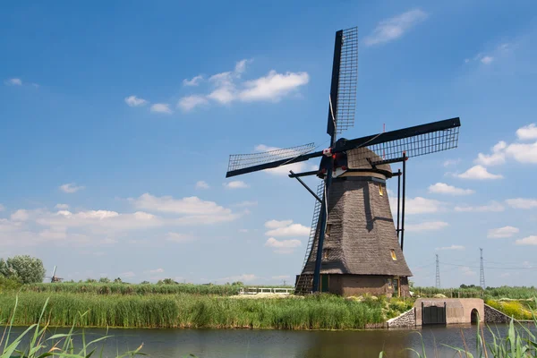 stock image Traditional dutch windmill in Kinderdijk