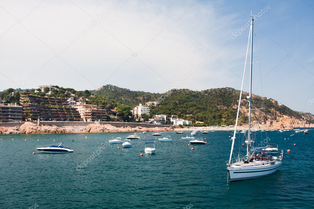 Yacht in harbour. Costa Brava