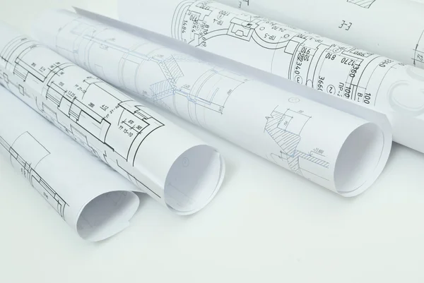 Rolls of Engineering Drawings — Stock Photo, Image
