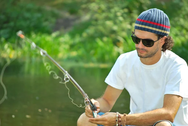 Man fishing — Stock Photo, Image