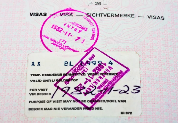 Старая печать паспорта — стоковое фото
