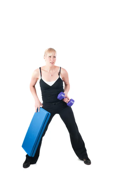 Fitness instructeur geïsoleerd op wit — Stockfoto