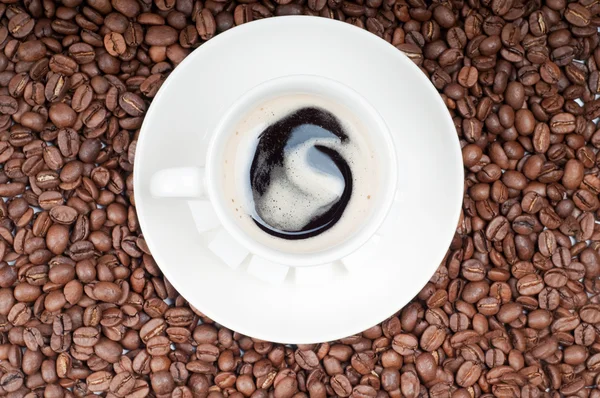 Lajes de shugar e xícara de café — Fotografia de Stock