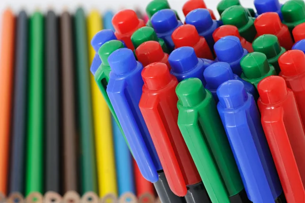 Colour pencils and felt-tip pens — Stock Photo, Image