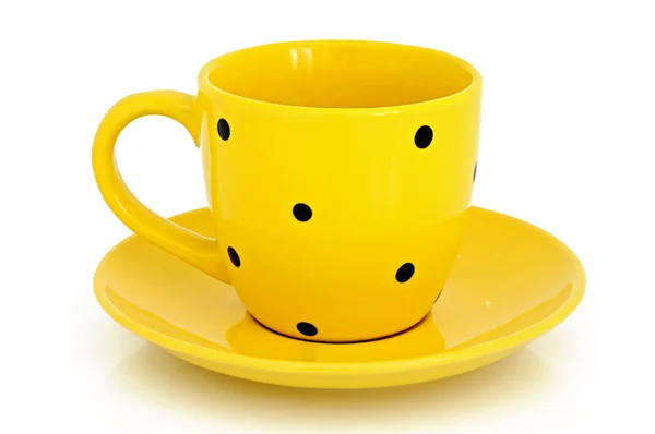 Sarı Kupası ve fincan tabağı — Stok fotoğraf