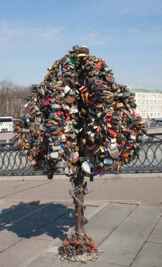 A tree with wedding locks. Moscow clipart