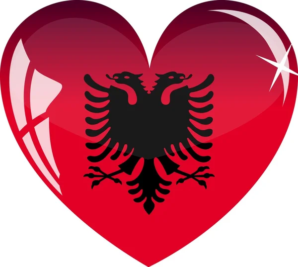 Векторное сердце с флагом Албании — стоковый вектор