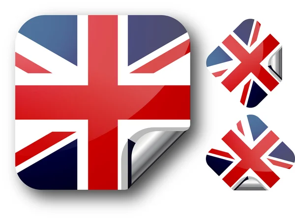 สติกเกอร์ที่มีธงสหราชอาณาจักร — ภาพเวกเตอร์สต็อก
