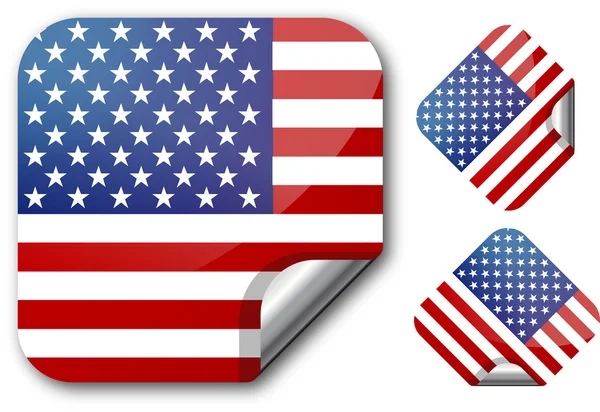 สติกเกอร์ที่มีธงสหรัฐอเมริกา — ภาพเวกเตอร์สต็อก