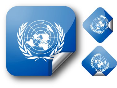 Sticker with UN flag clipart