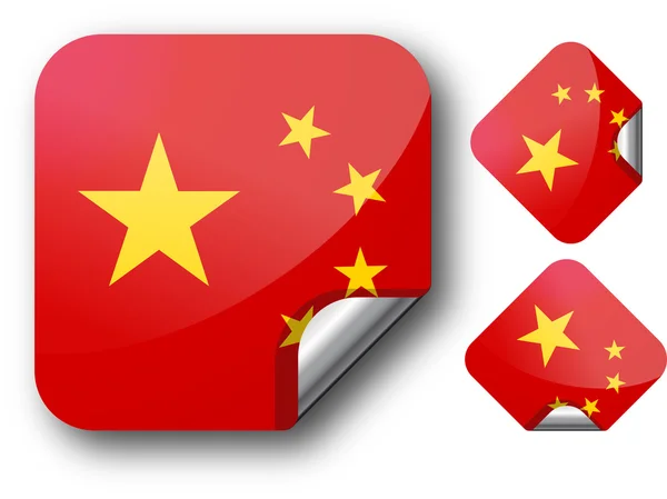Aufkleber mit China-Flagge — Stockvektor