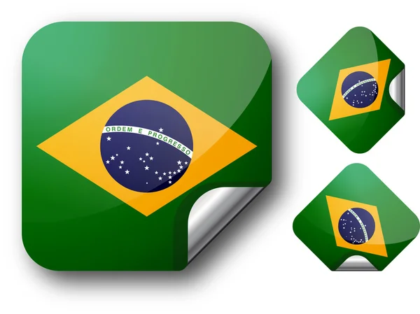 stock vector Sticker with Brazil flag