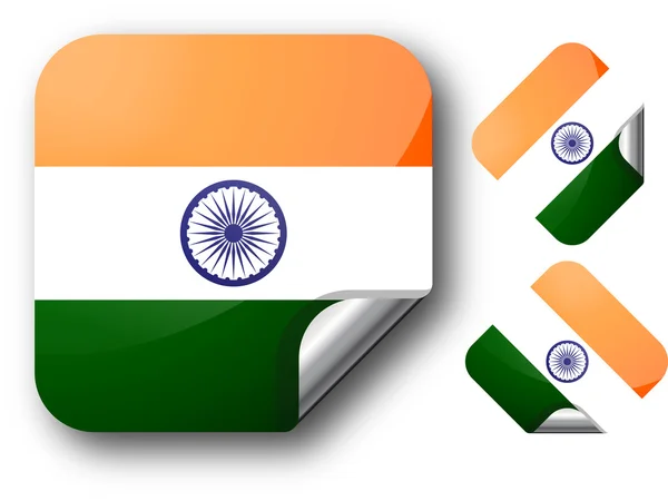 Наклейка с флагом Индии — стоковый вектор