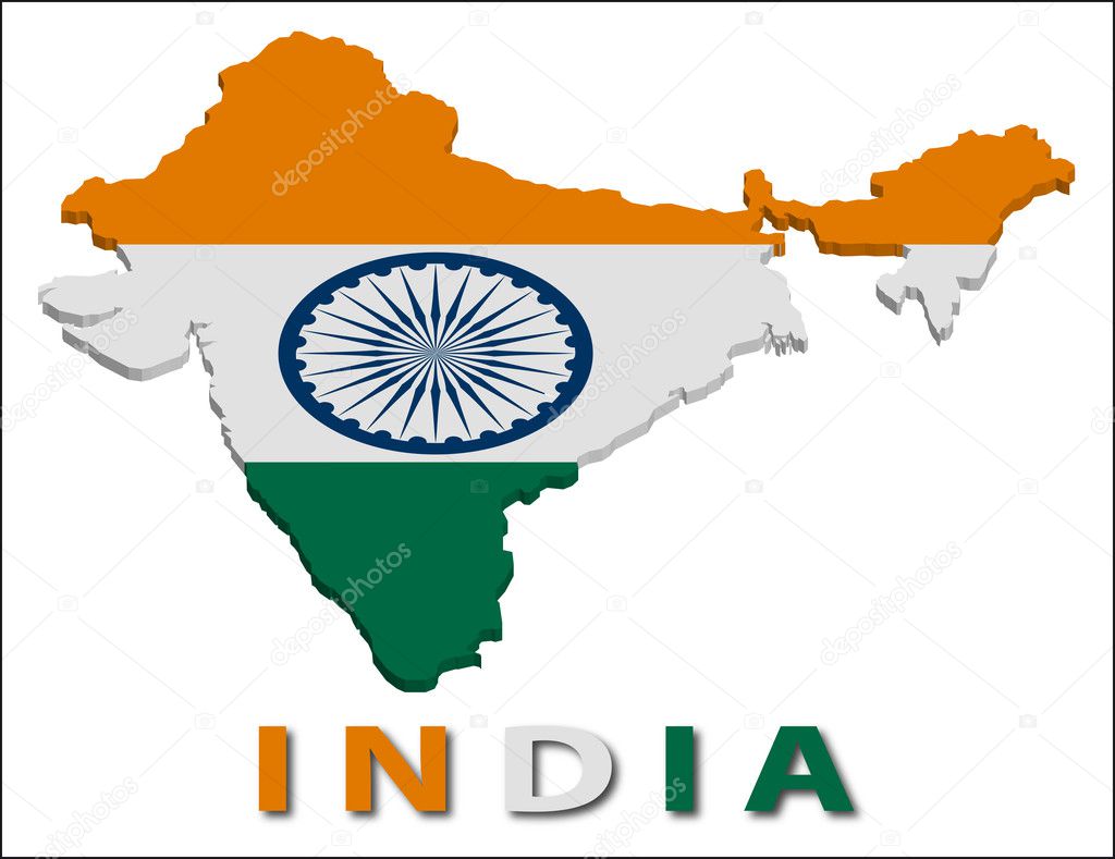 India territory with flag texture. — Stock Vector © SolanD #3434029