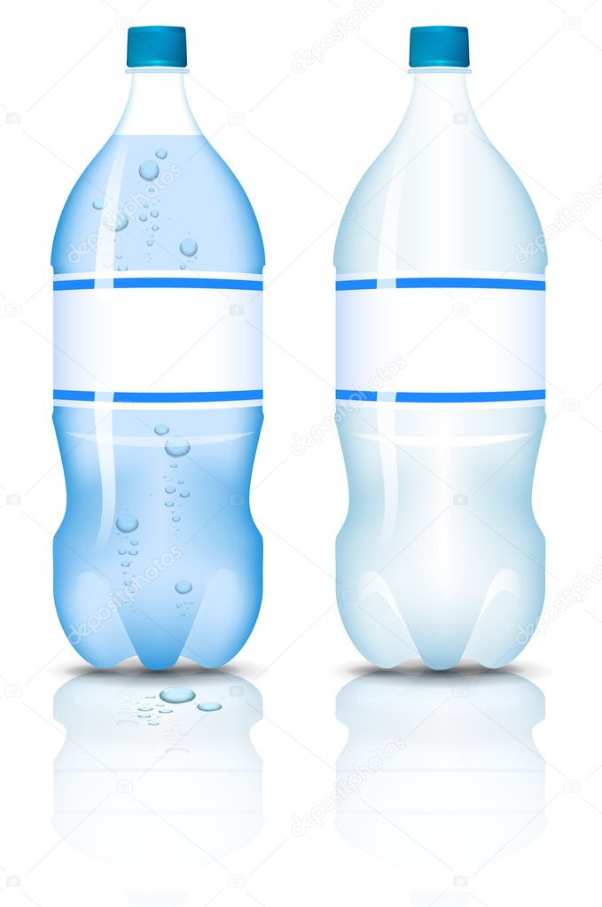 Plastic bottle of clean water.