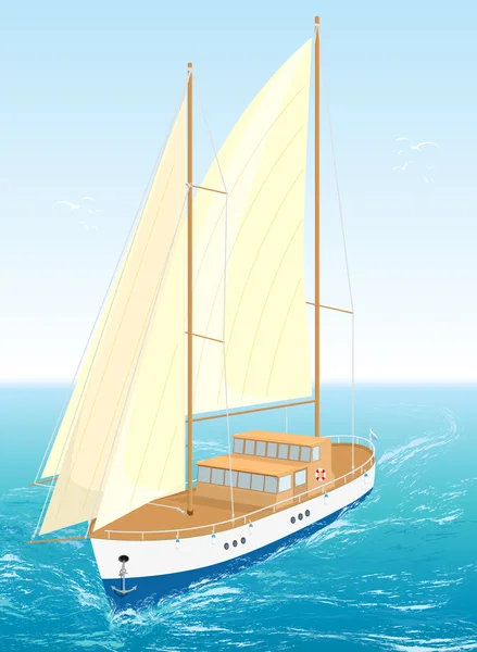 Un barco de mar. Ilustración vectorial. EPS8 . — Vector de stock