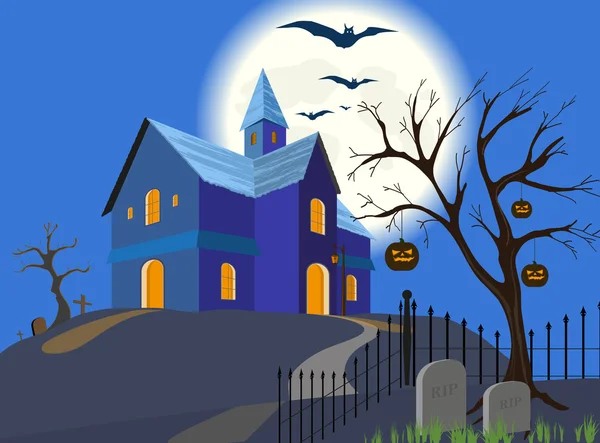 Abóbora e casa de Halloween. Vector. EPS8 . — Vetor de Stock